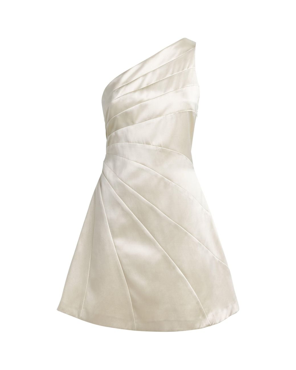 Sandro White Satin Asymmetric Mini Dress