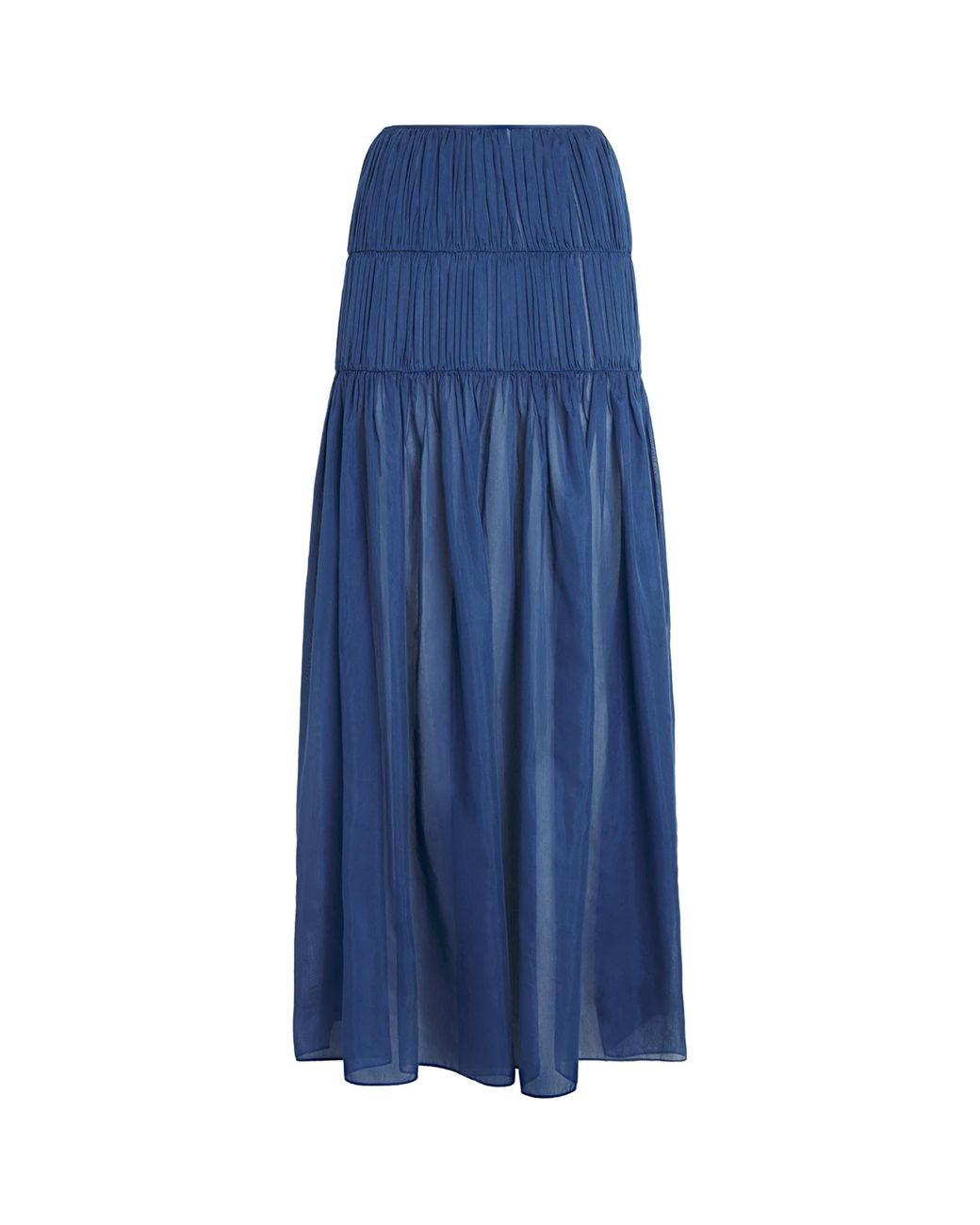 Moré Noir Blue Cotton-Silk Dani Maxi Skirt