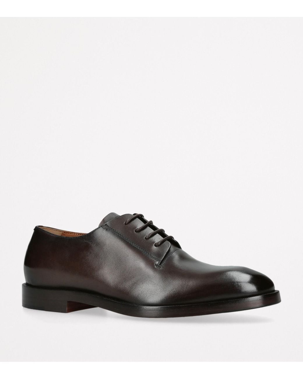Zegna Brown Leather Torino Derby Shoes for men