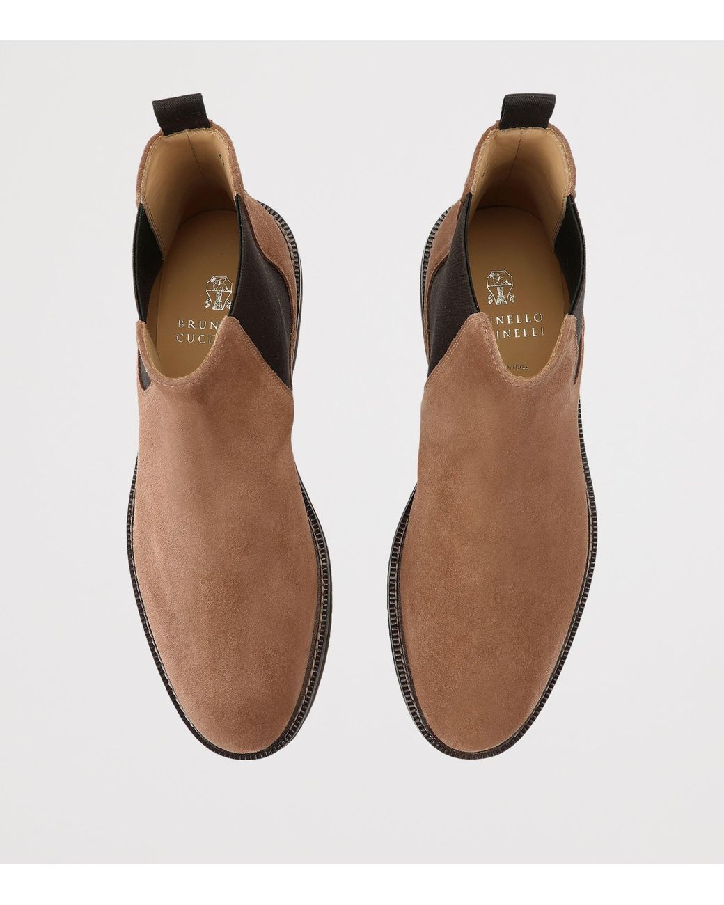 Brunello Cucinelli Brown Suede Chelsea Boots for men
