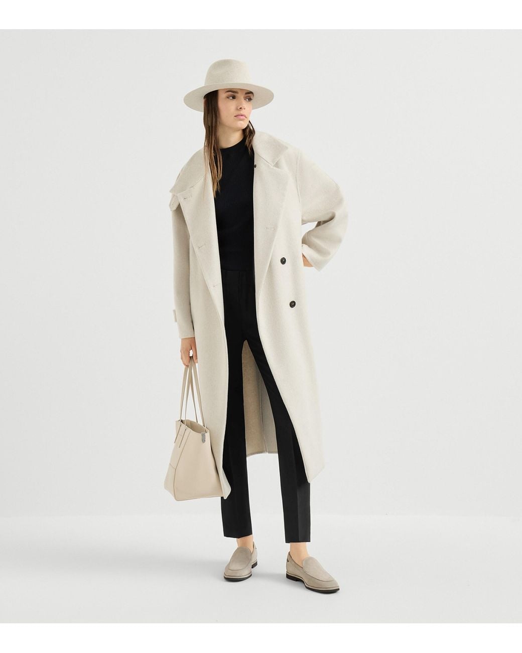 Brunello Cucinelli Black Crepe Cady Slim Trousers
