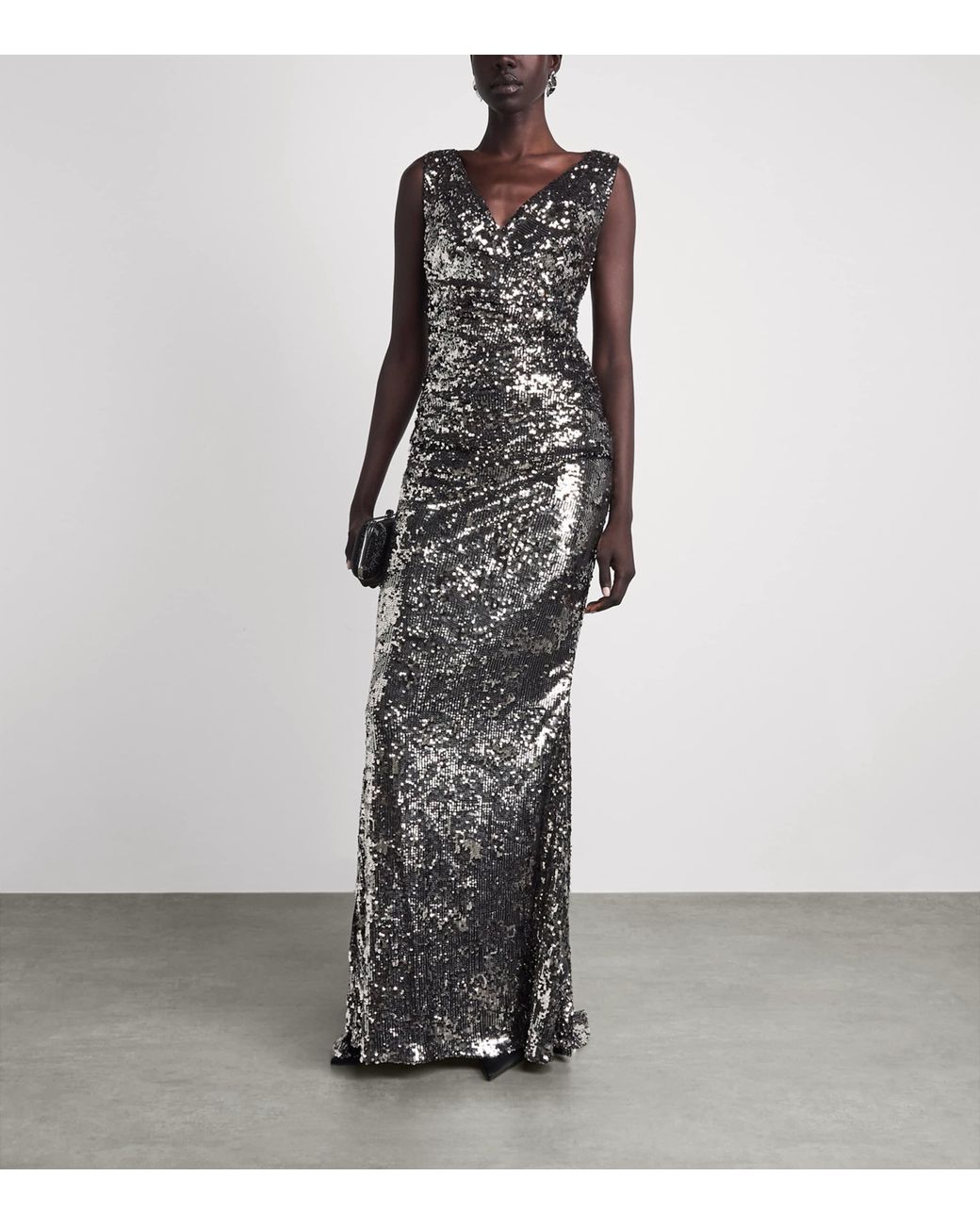 Talbot Runhof Metallic Sequinned Column Gown