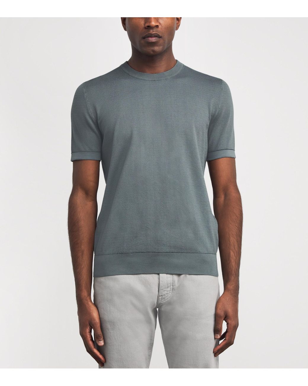 Brioni Gray Sea Island Cotton T-Shirt for men