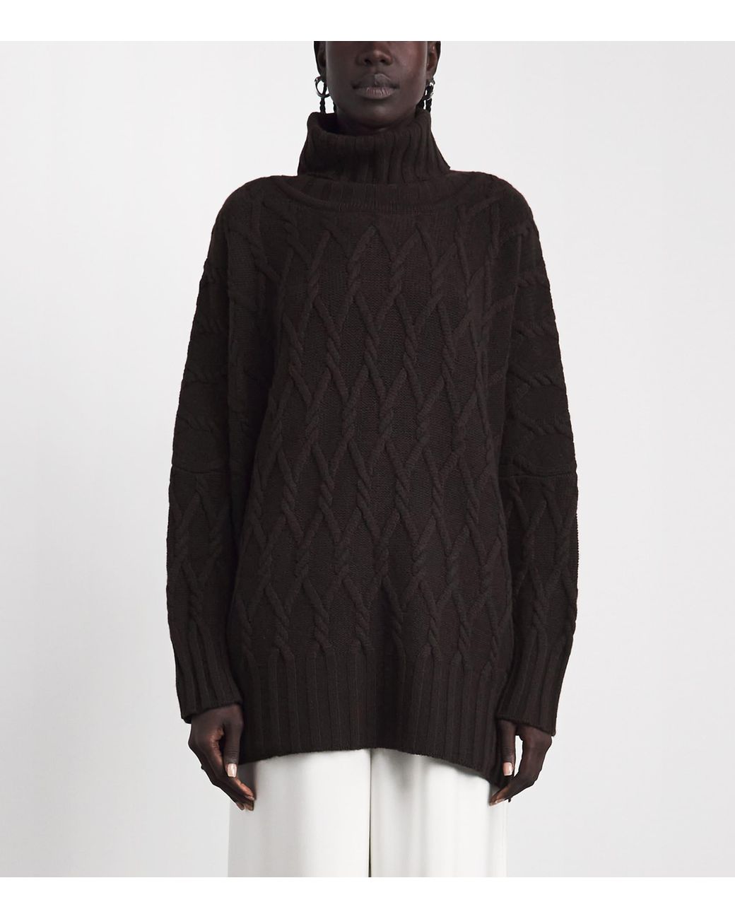 Eskandar Black Cashmere Cable-Knit Rollneck Sweater