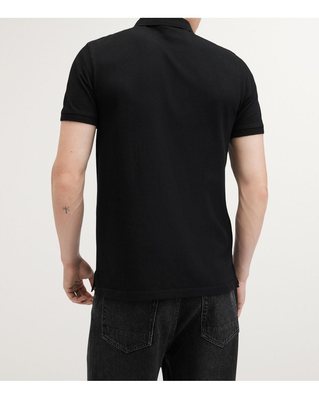 AllSaints Black Organic Cotton Reform Polo Shirt for men