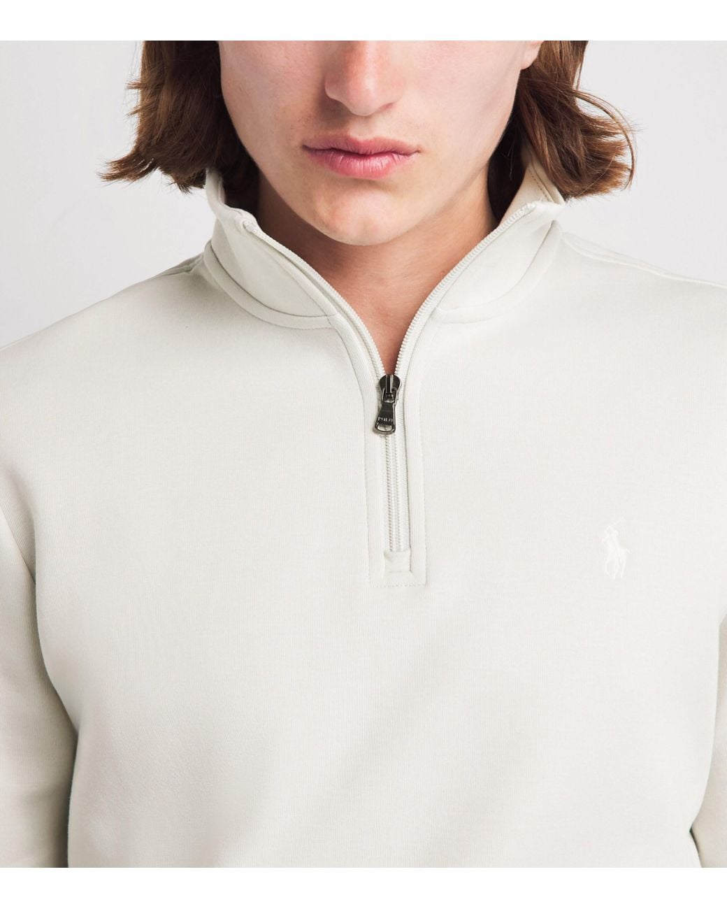Polo Ralph Lauren White Polo Pony Quarter-Zip Sweatshirt for men