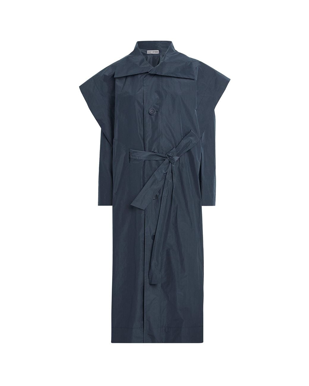 Issey Miyake Blue Oversized-Collar Correlation Coat