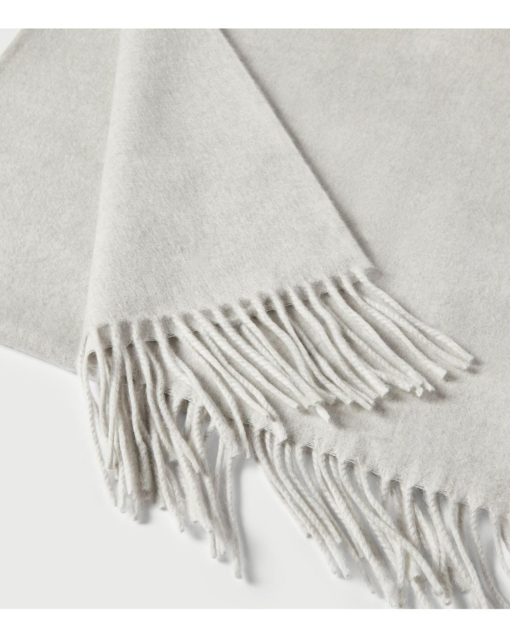 Brunello Cucinelli White Cashmere Fringed Scarf