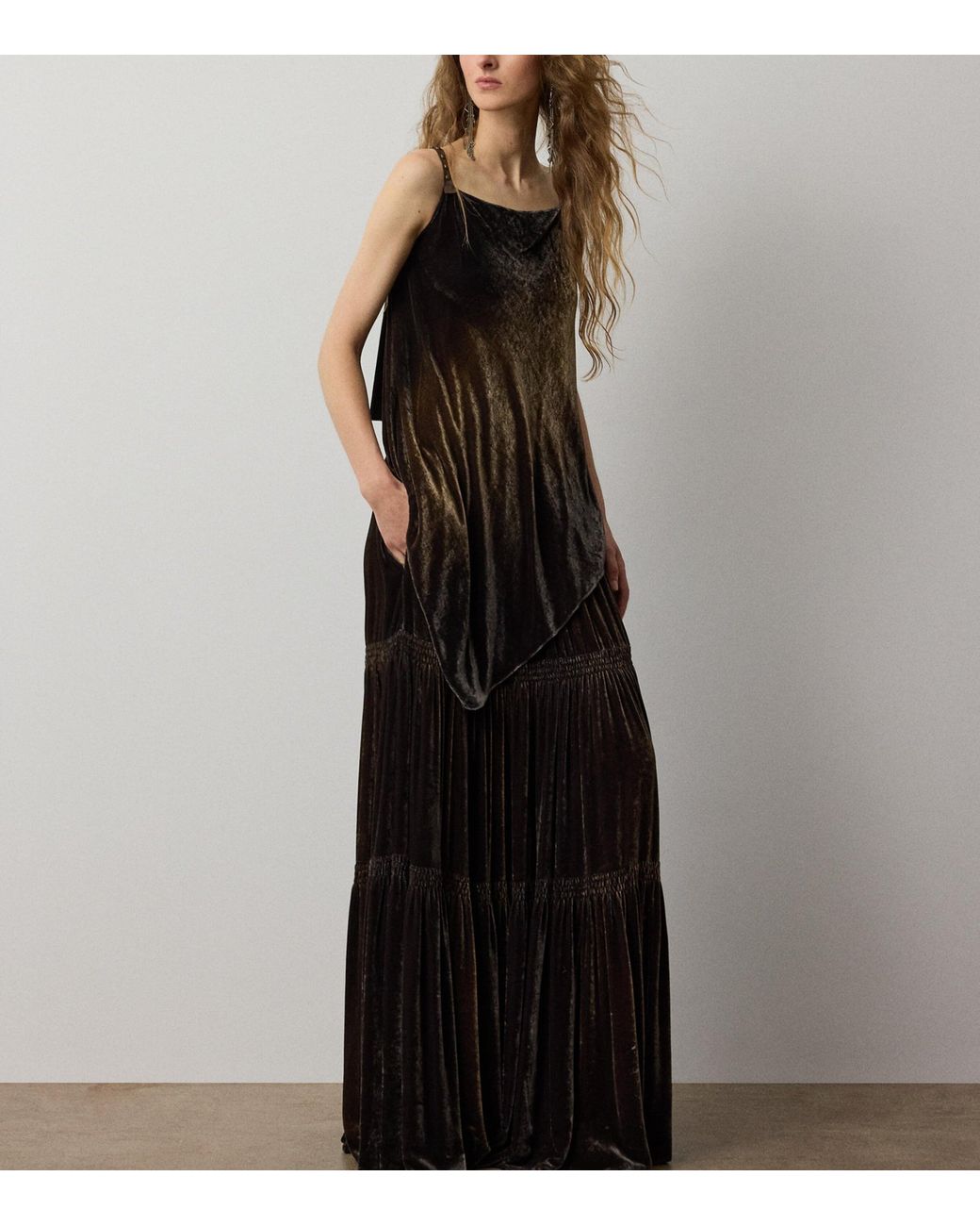 Ralph Lauren Black Velvet Asymmetrical Idina Top