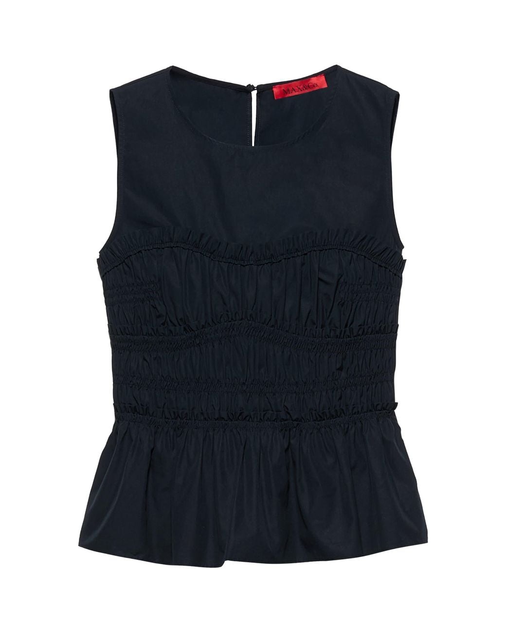 MAX&Co. Blue Shirred Sleeveless Top
