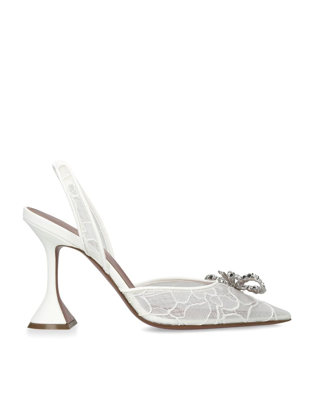 AMINA MUADDI White Lace Embellished Rosie Slingback Pumps 95