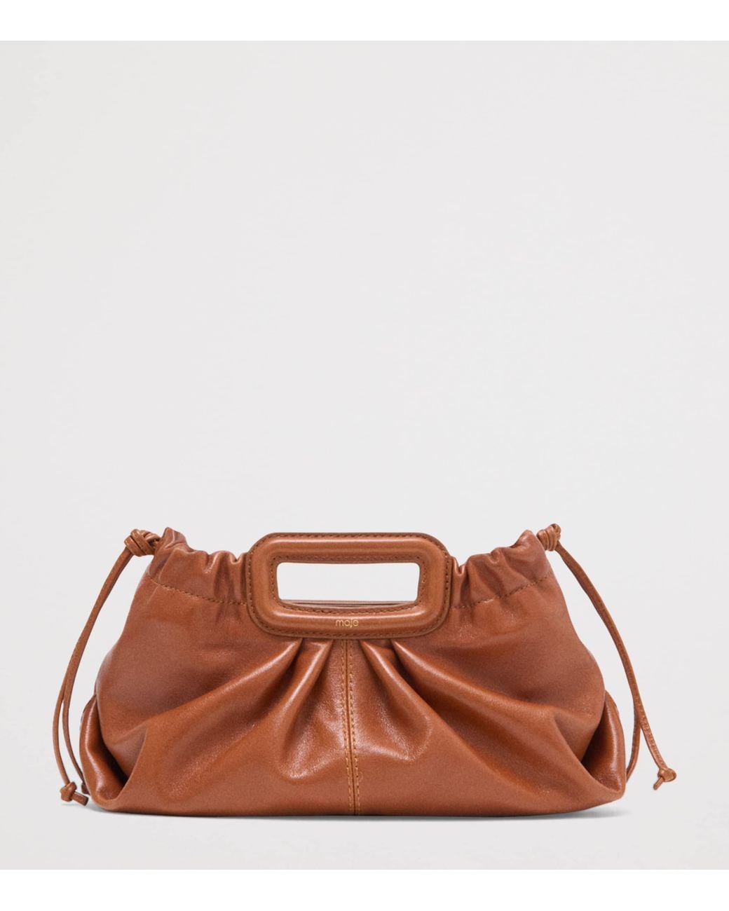 Maje Brown Leather Milpli Clutch Bag