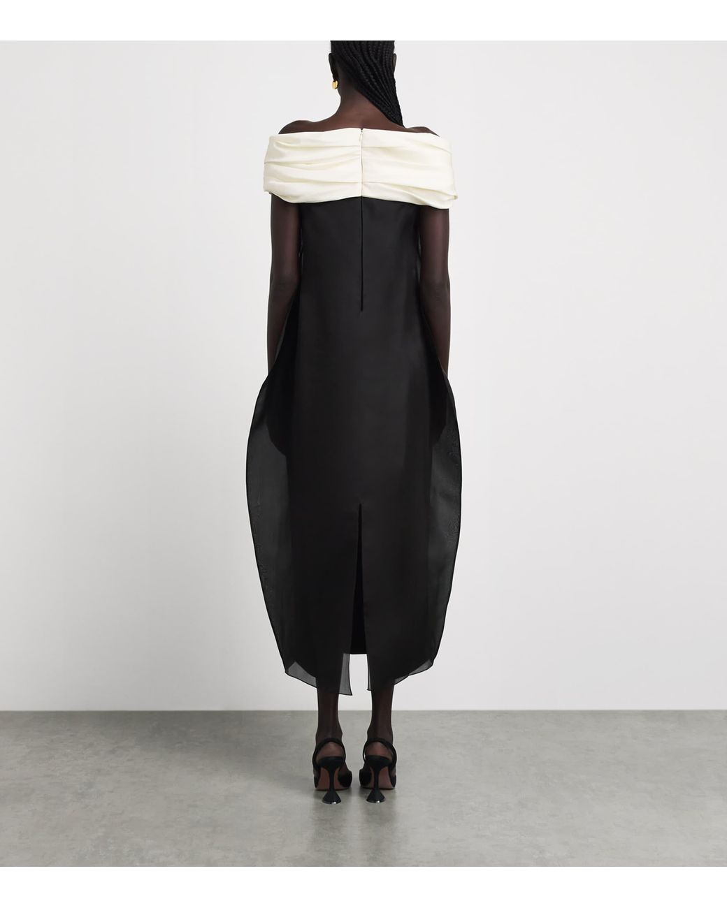 Voranida Black Silk Loom Midi Dress