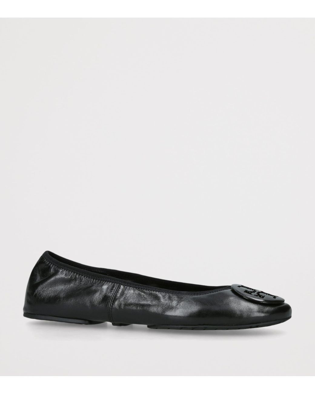 Tory Burch Black Leather Reva Travel Ballet Flats