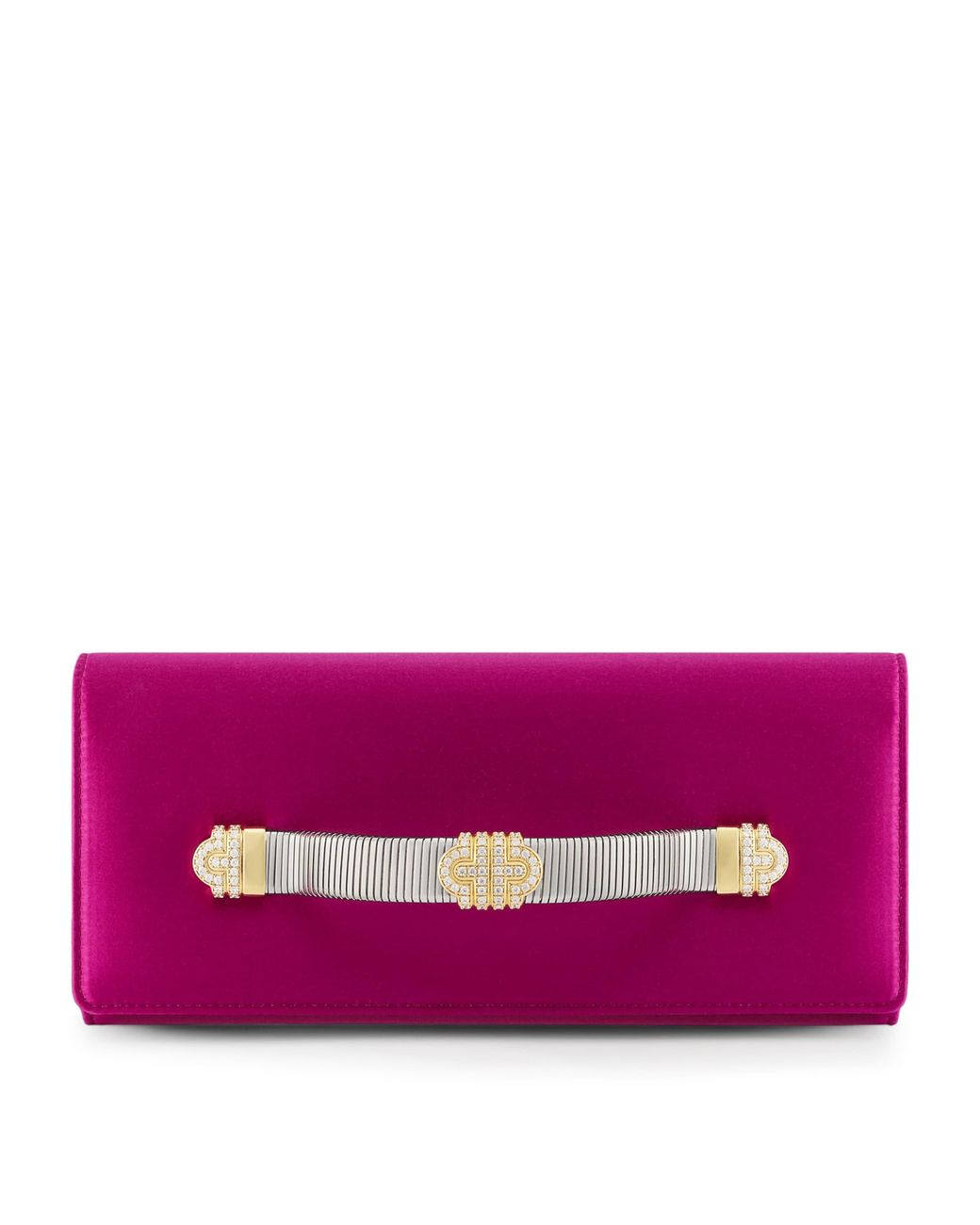 BVLGARI Purple Satin Tubogas Evening Clutch Bag