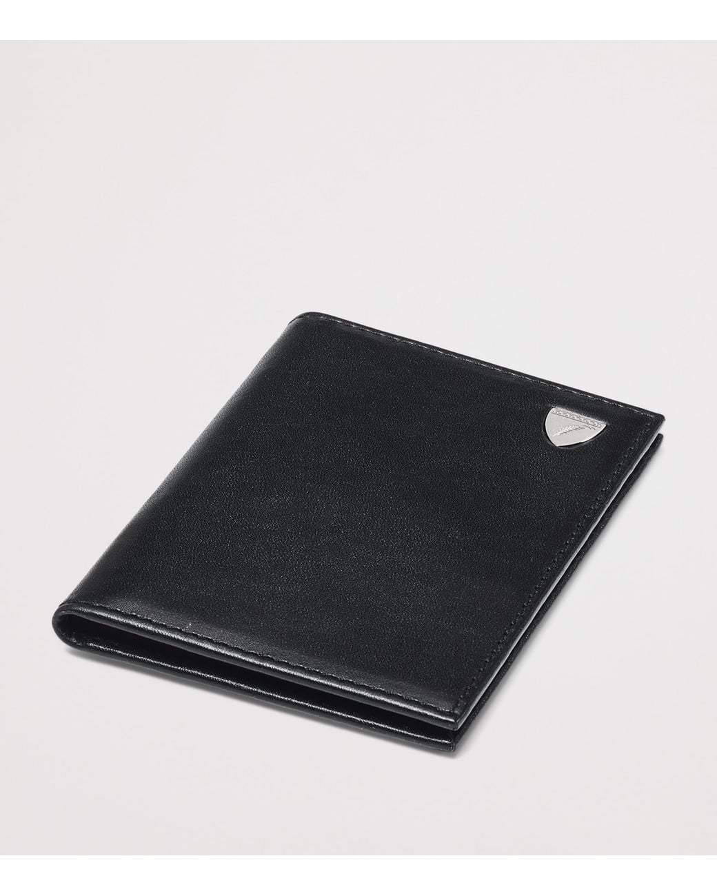 Aspinal Black Leather Double Fold Card Holder