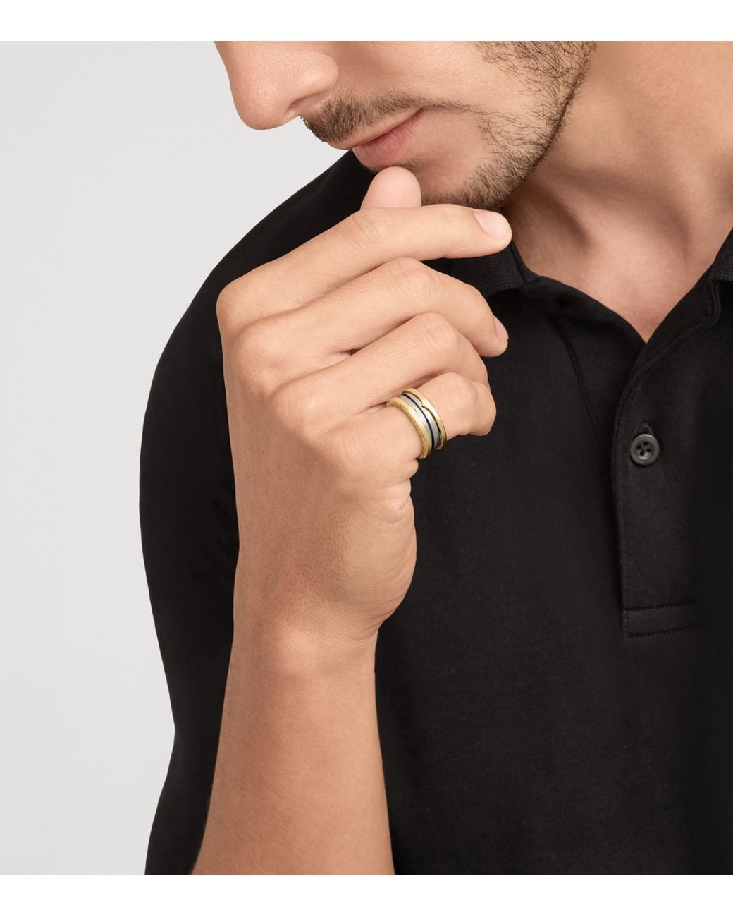 BVLGARI Metallic And Stainless Steel B.Zero1 Two-Band Ring
