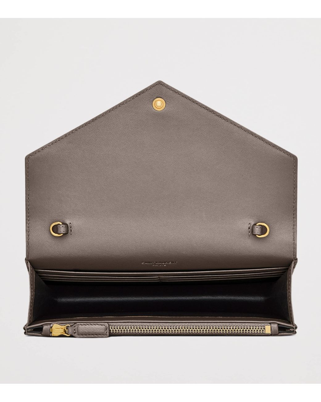 Saint Laurent White Leather Envelope Chain Wallet