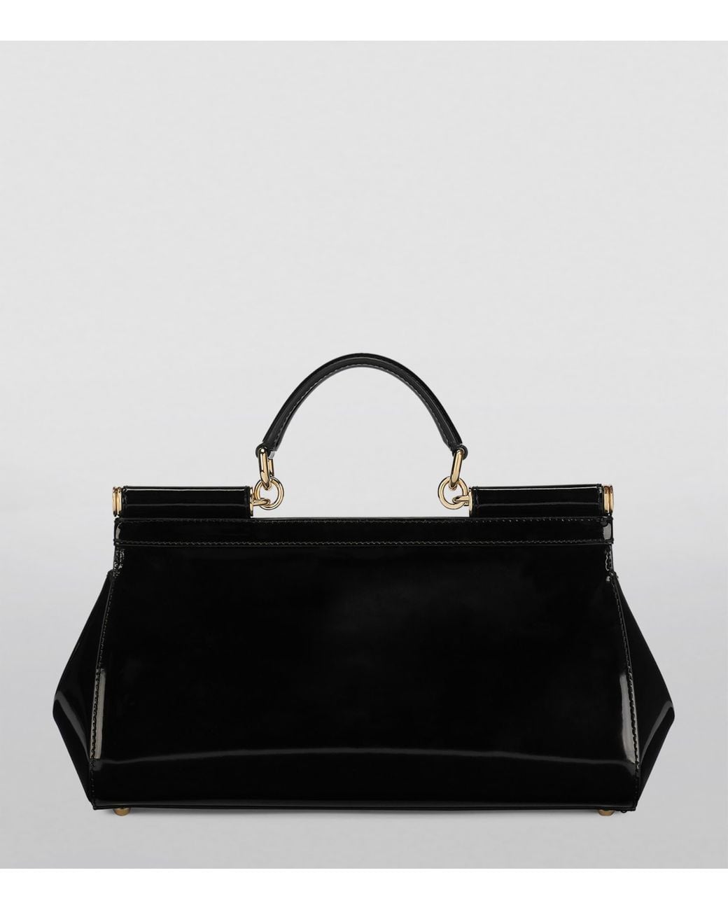 Dolce & Gabbana Black Medium Patent Sicily Top-Handle Bag