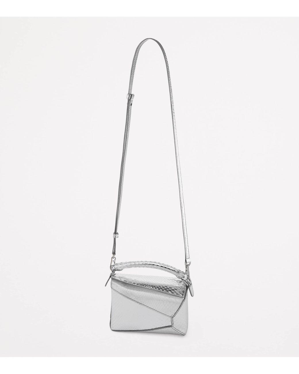 Loewe Metallic Exclusive Mini Python Skin Puzzle Edge Top-Handle Bag