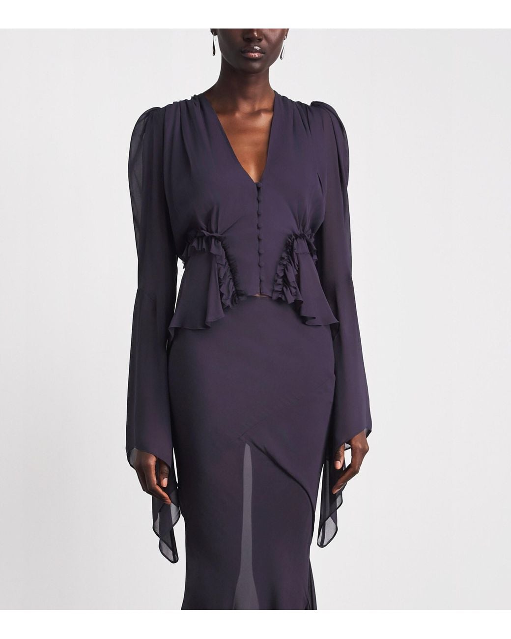 De La Vali Blue Flared Sybil Blouse