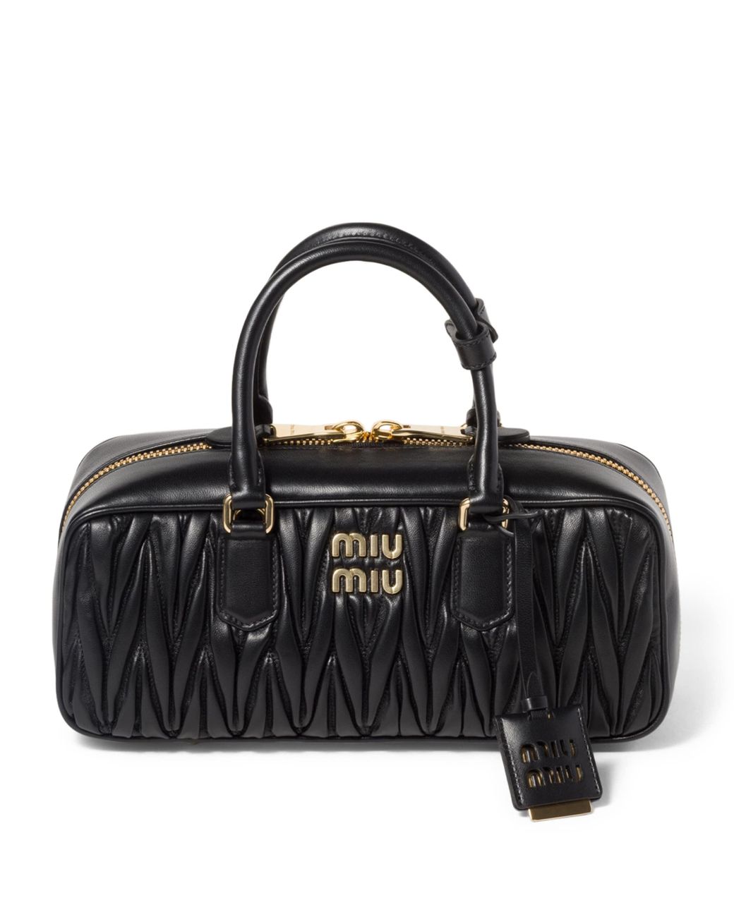 Miu Miu Black Matelassé Leather Arcadie Top-Handle Bag