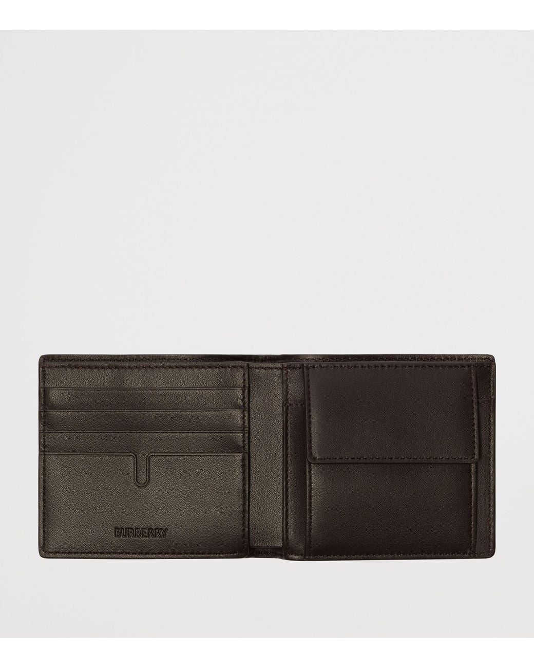 Burberry Black City Check Bifold Coin Wallet for men