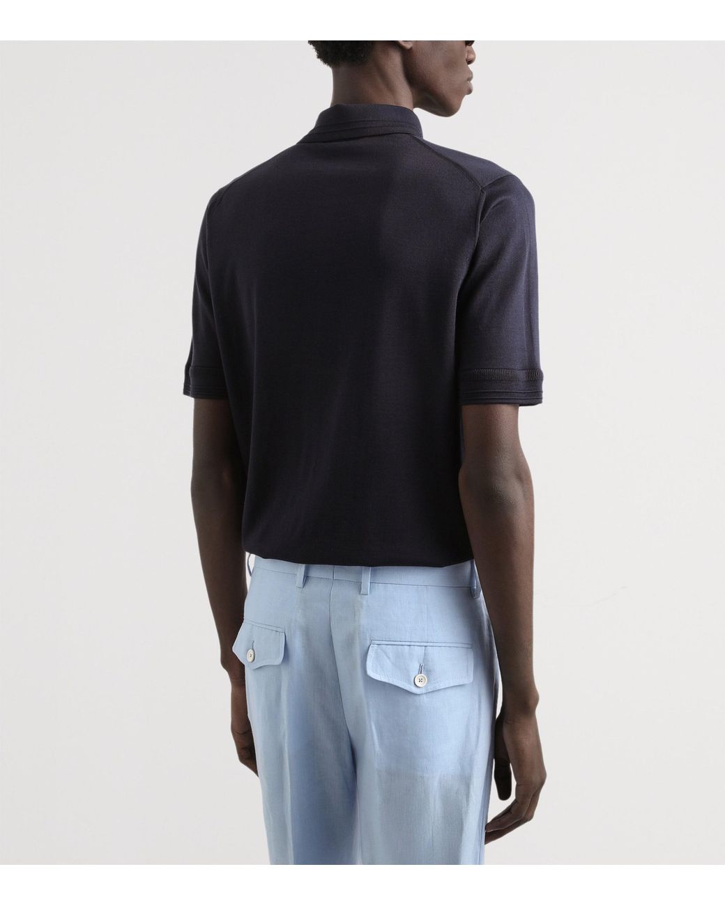 Dolce & Gabbana Blue Silk Polo Shirt for men