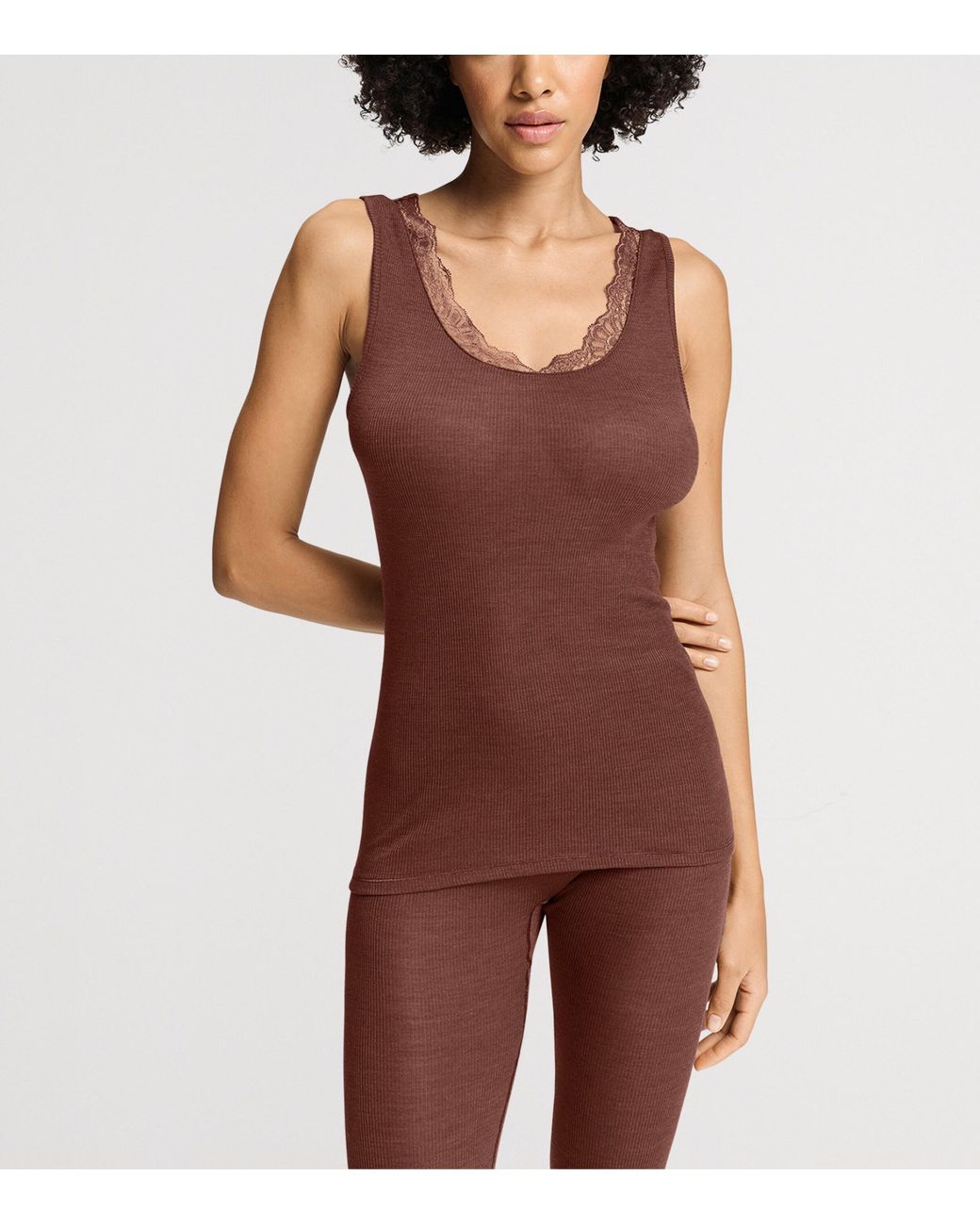 Hanro Brown Wool-Silk Tank Top