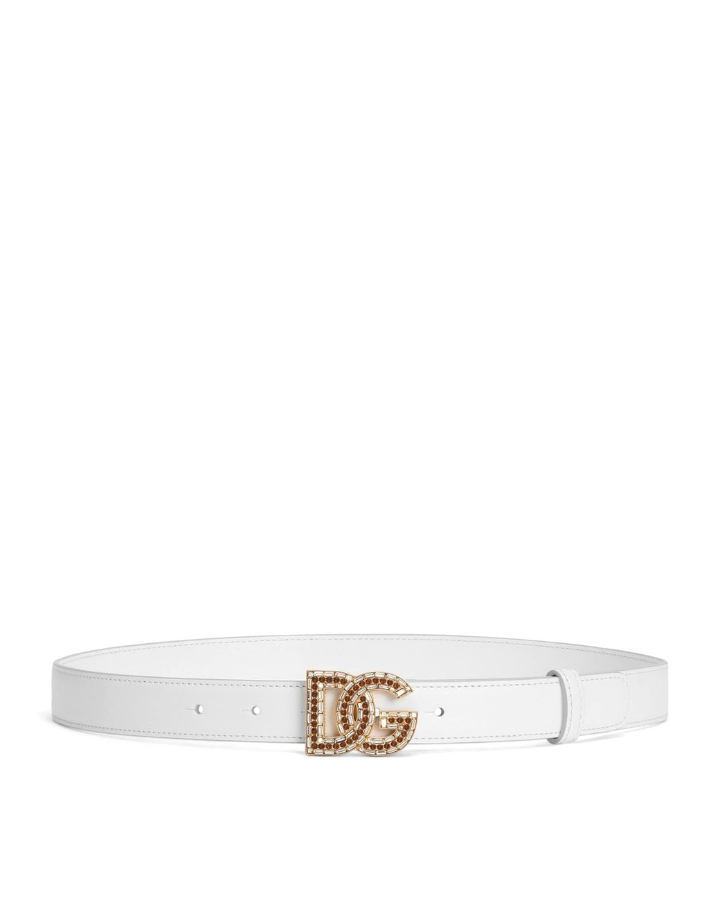 Dolce & Gabbana White Calfskin Logo Belt