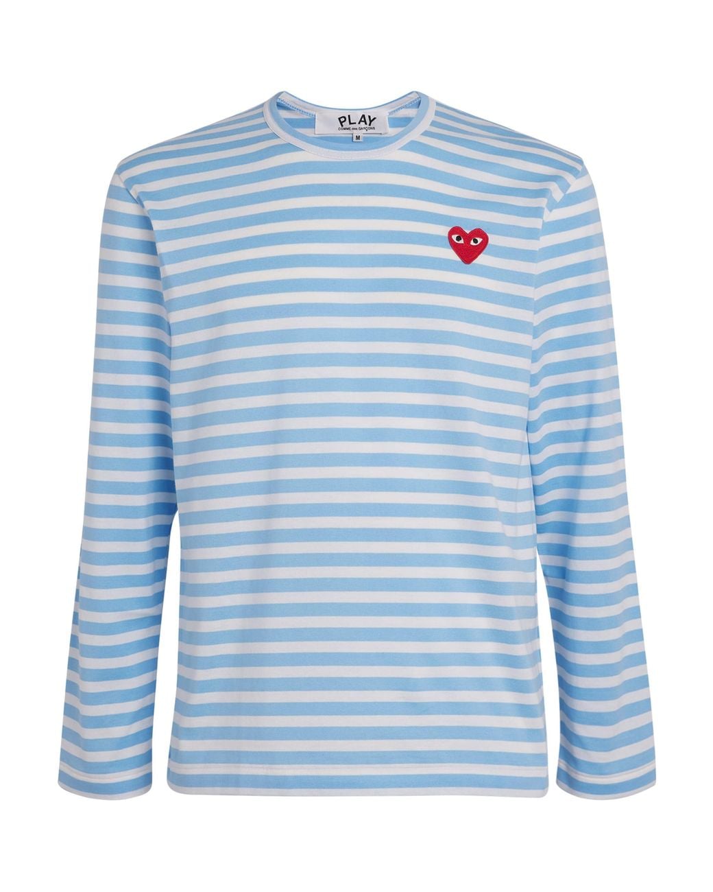 COMME DES GARÇONS PLAY Blue Heart Logo Striped T-Shirt for men