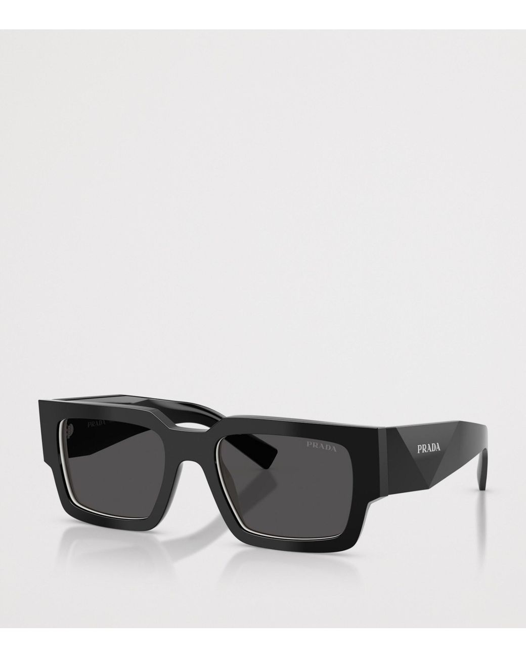 Prada Black Acetate Rectangular Sunglasses for men