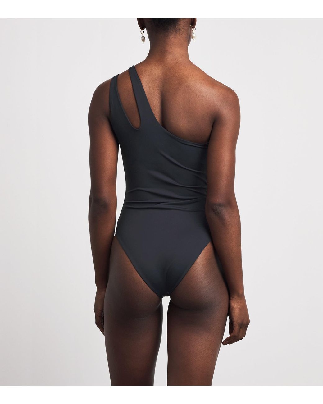 Moré Noir Blue Embellished One-Shoulder Swimsuit