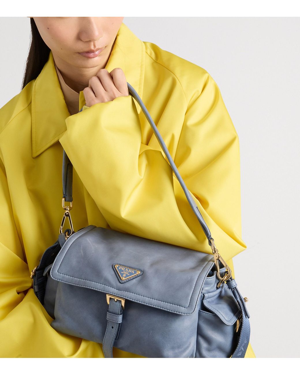 Prada Blue Medium Lambskin Explore Shoulder Bag