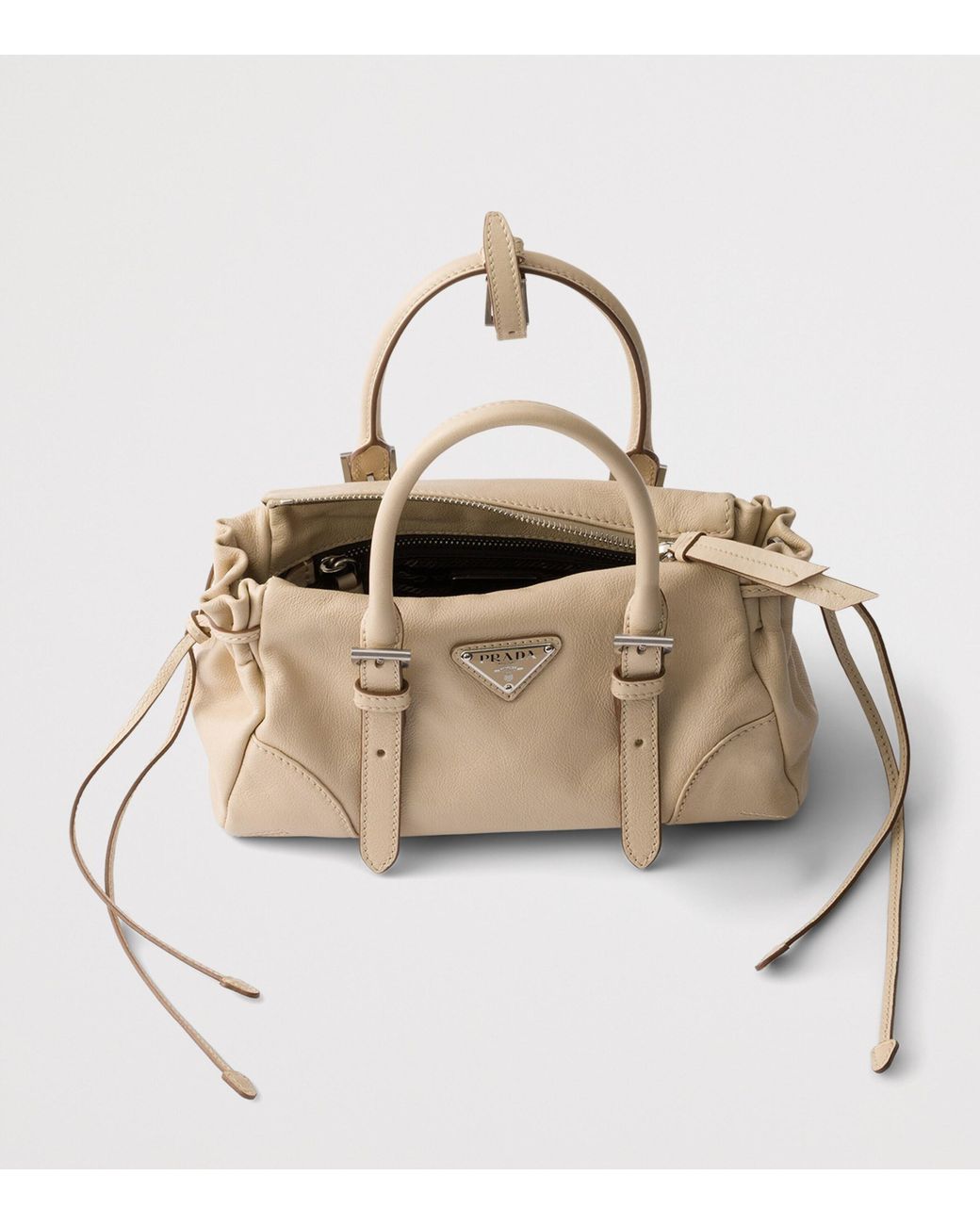 Prada Metallic Small Leather Karin Top-Handle Bag