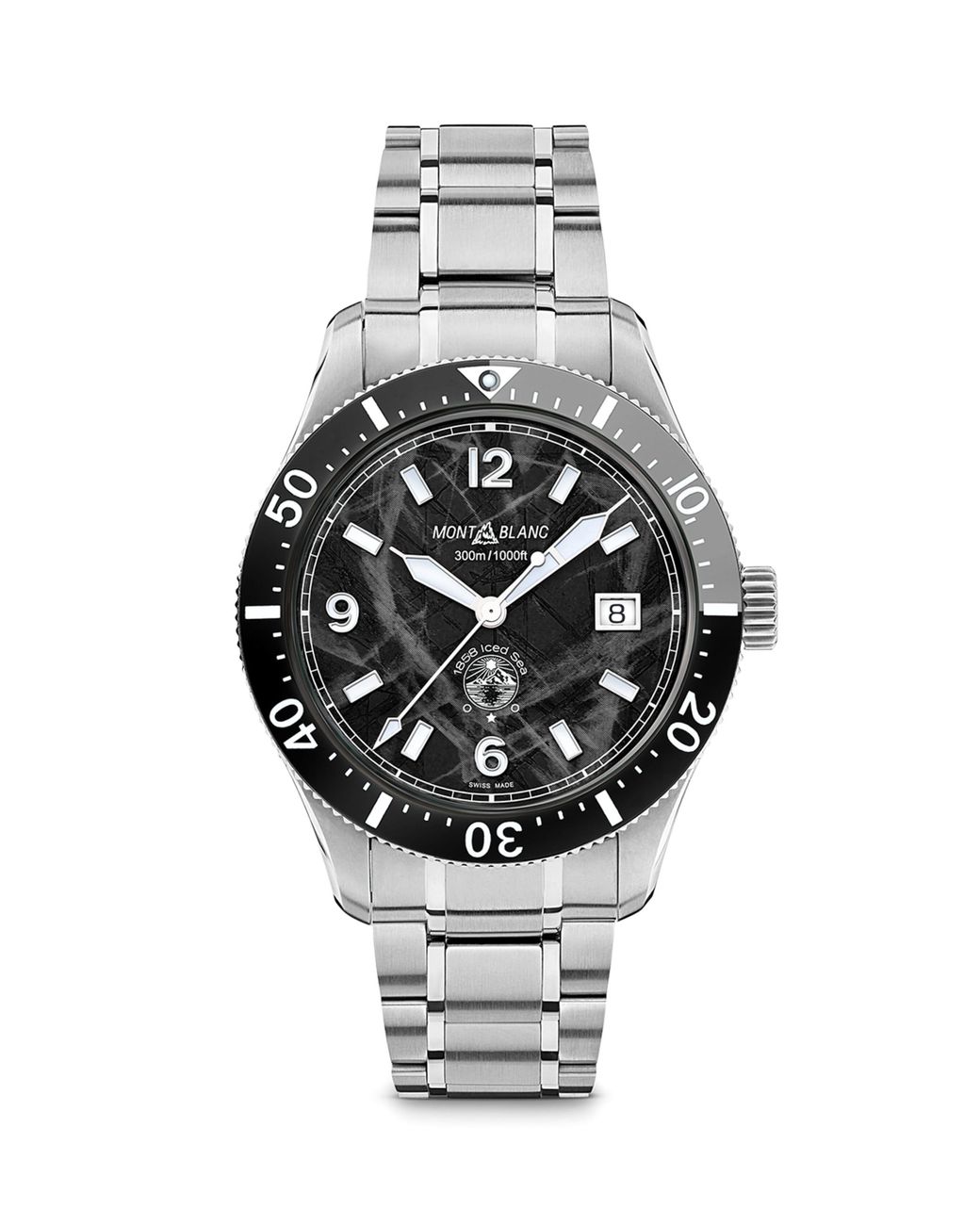 Montblanc Metallic Stainless Steel 1858 Iced Sea Automatic Date Watch for men