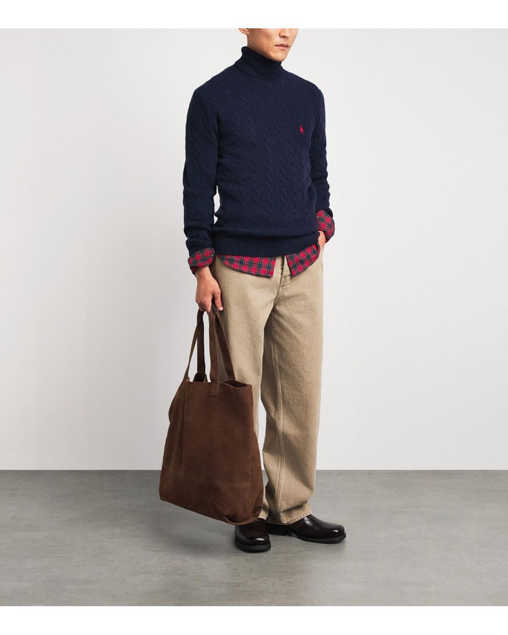 Polo Ralph Lauren Blue Wool-Cashmere Cable-Knit Rollneck Sweater for men