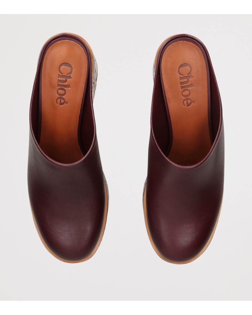 Chloé Brown Leather Wedge Mules 80