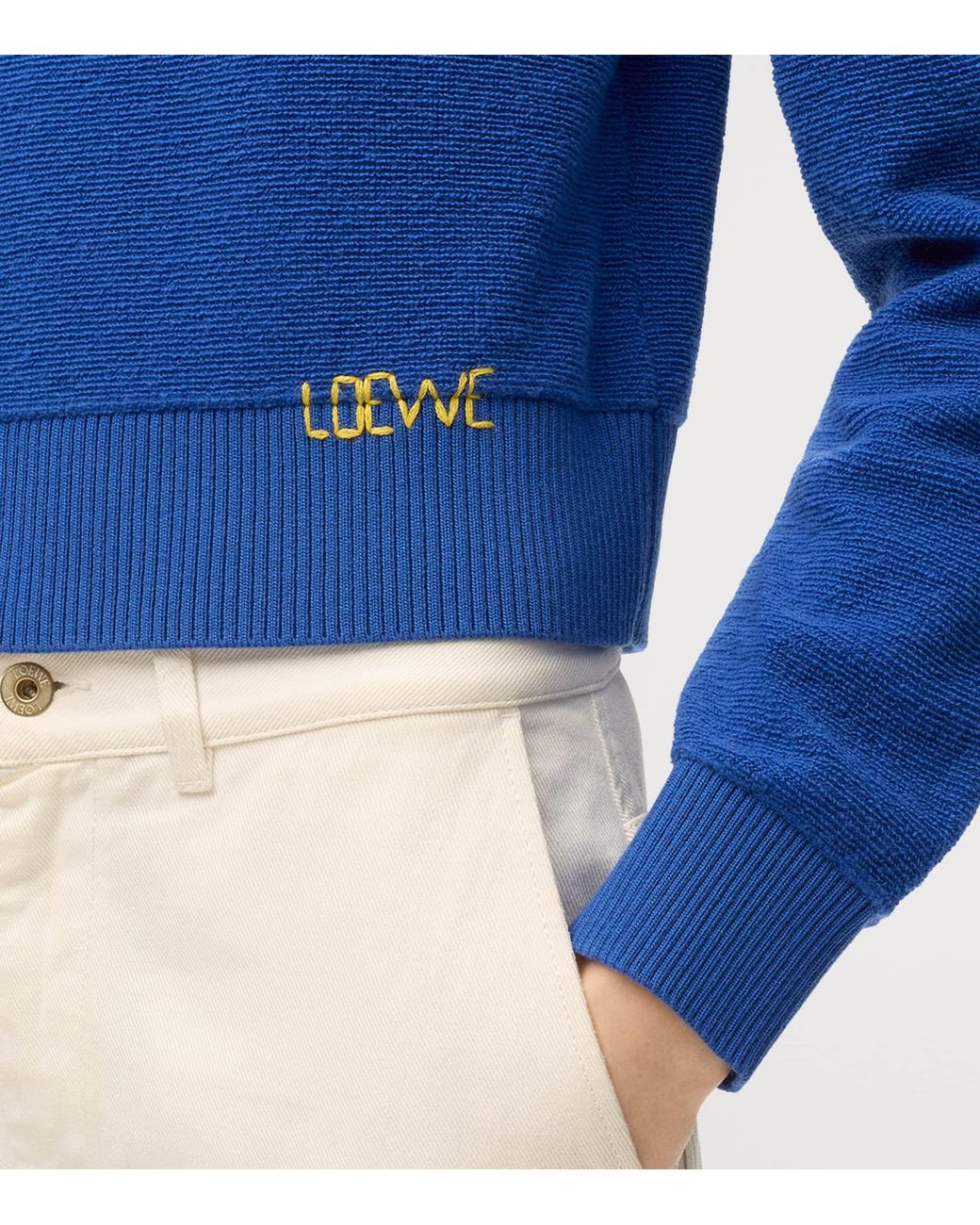 Loewe Blue Wool-Blend Embroidered Sweater