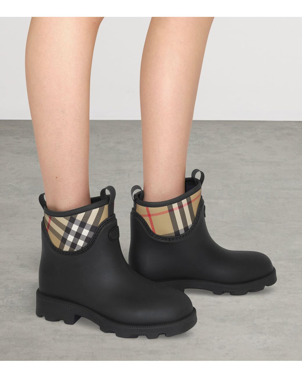 Burberry Black Rubber Nova Check Rain Boots