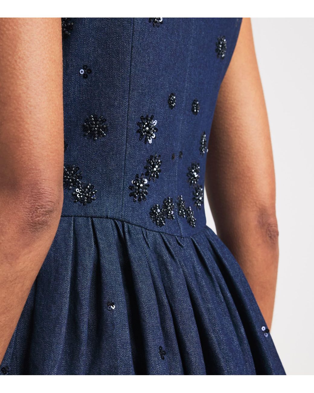 Maje Blue Denim Embellished Mini Dress