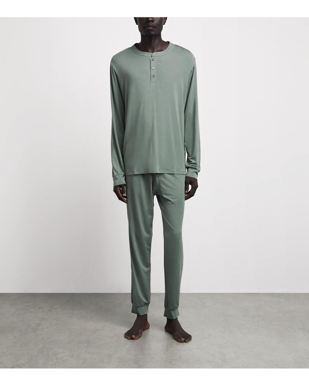 Eberjey Green Modal Henry Long Pyjama Set for men