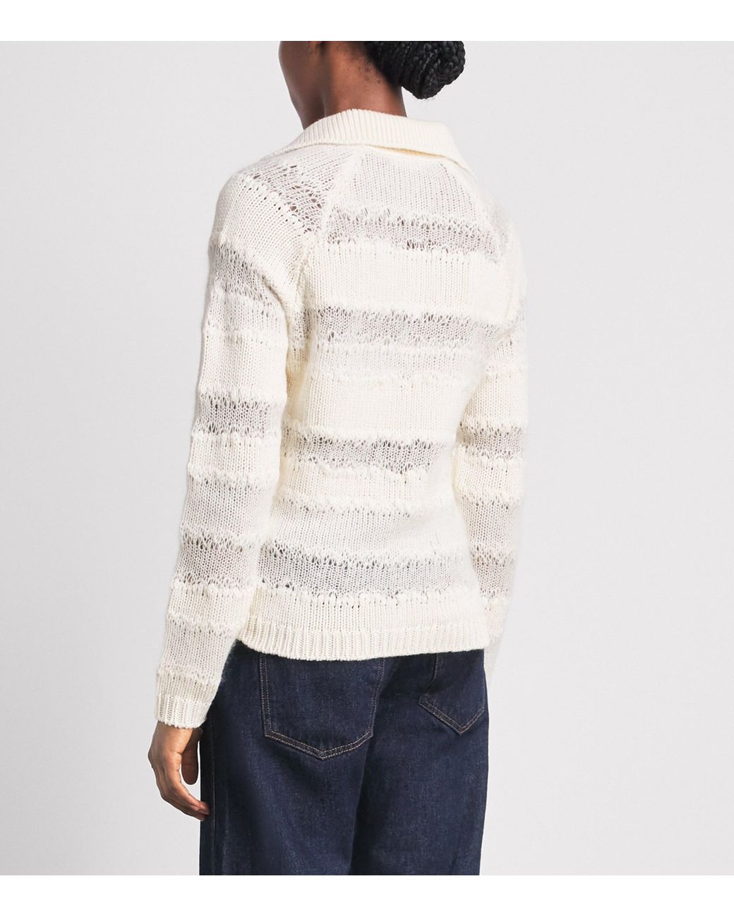 Fabiana Filippi White Merino Wool-Blend Polo Sweater