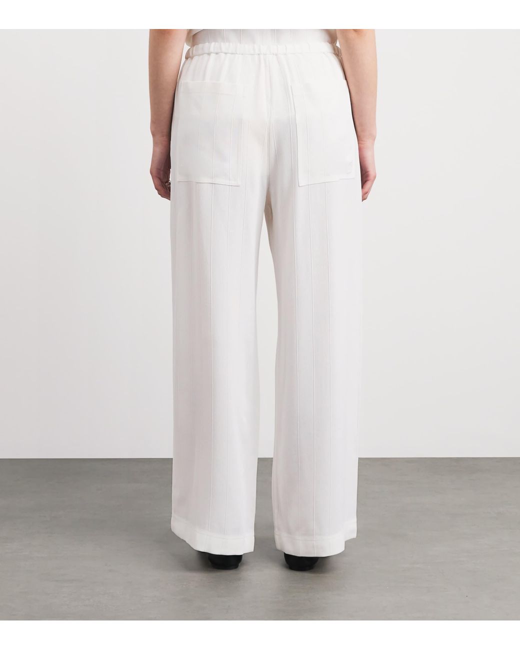 Totême  White Woven Stripe Wide-Leg Trousers