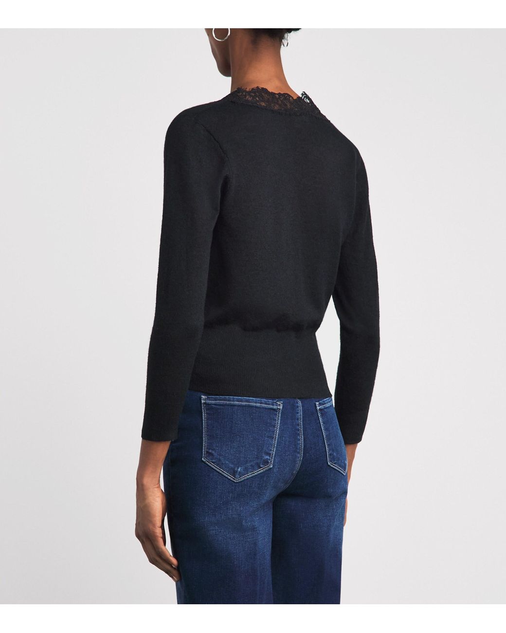 L'Agence Black Lace-Trim Eluna Cardigan