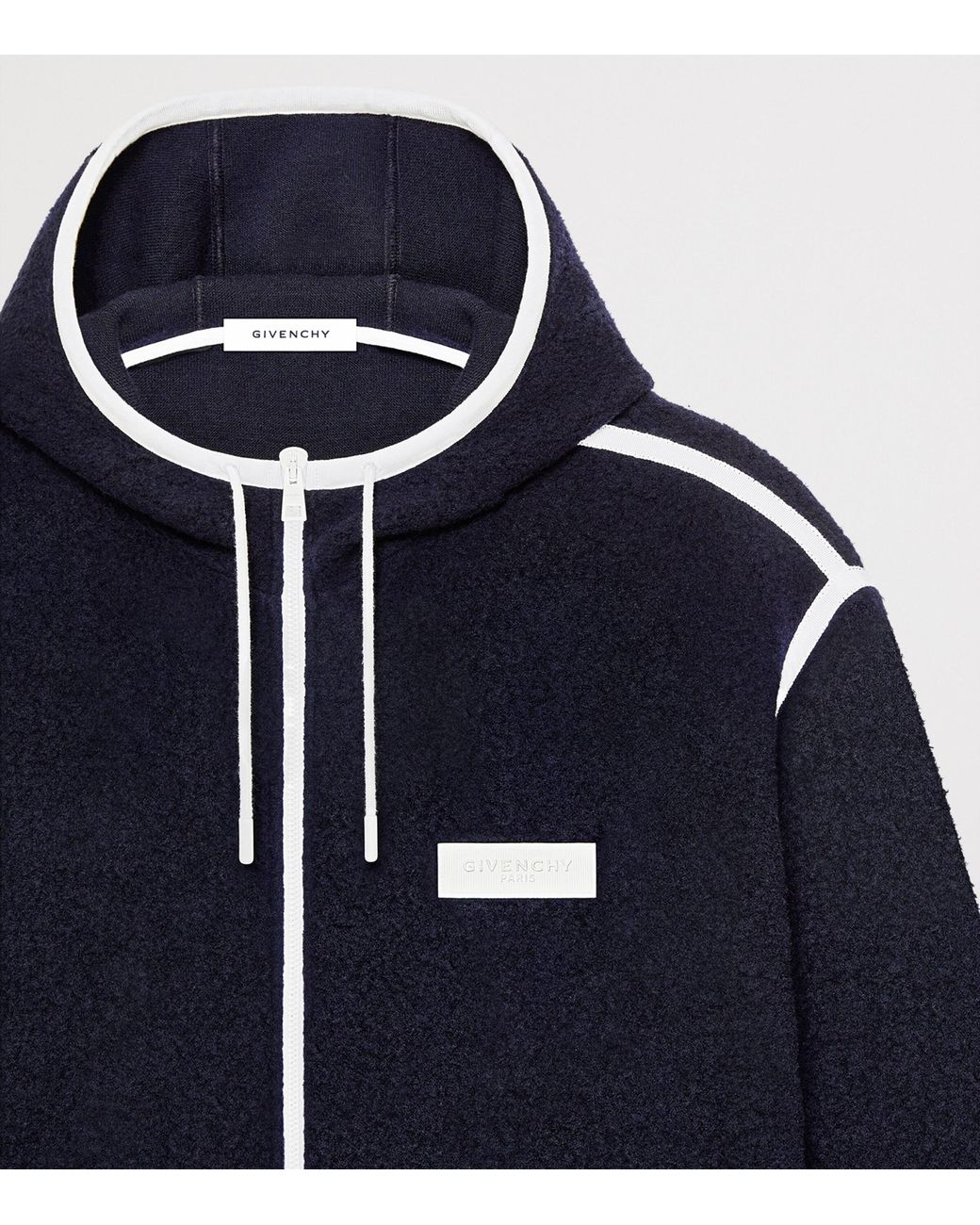 Givenchy Blue Wool Zip-Up Hoodie for men