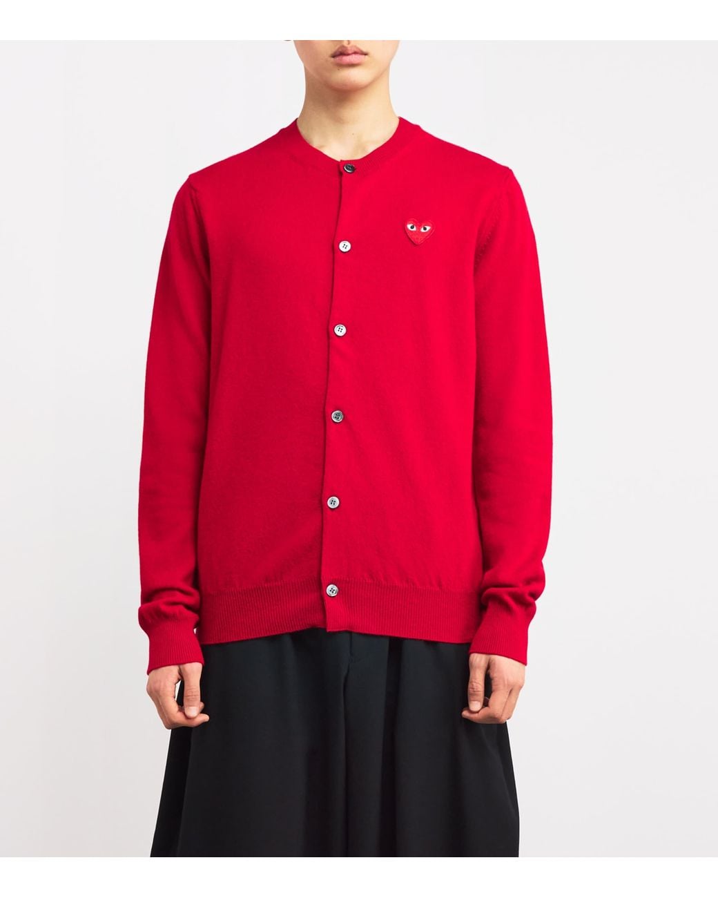 COMME DES GARÇONS PLAY Red Wool Heart Cardigan for men