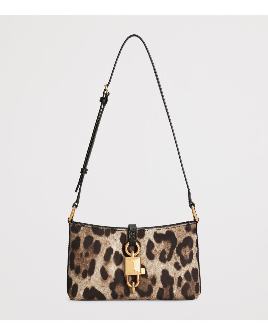 Dolce & Gabbana Brown Leopard-Print Lock Shoulder Bag