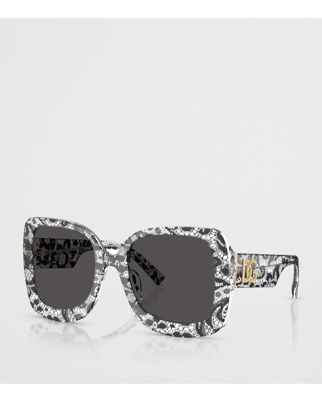 Dolce & Gabbana Gray Lace Print Square Sunglasses