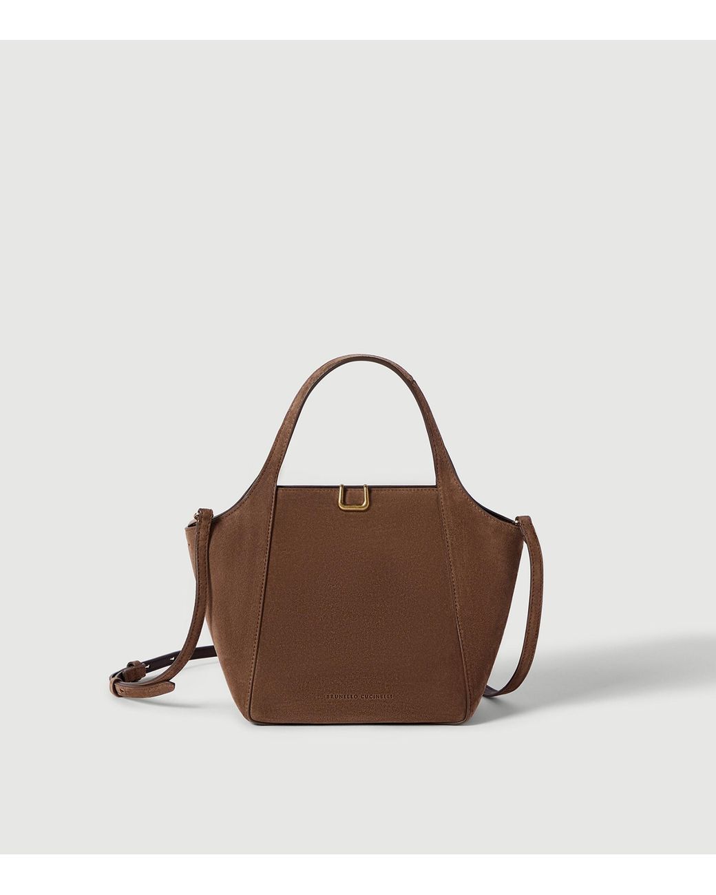 Brunello Cucinelli Brown Small Suede Bucket Bag